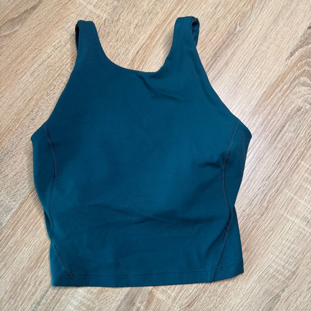 lululemon women high neck align tank navy/teal size 0 yoga pilates gym workout